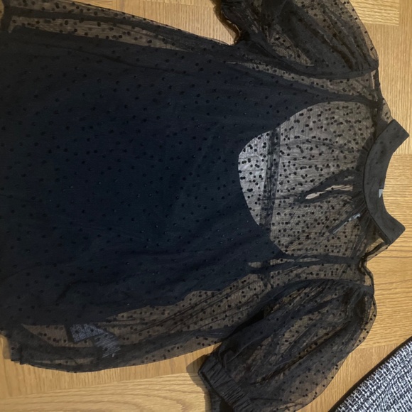 Anthropologie Sheer Tulle Black Polk a Dot Blouse NWOT - Picture 3 of 4